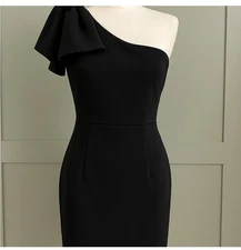 Mi Ami One-Shoulder  Cocktail Black Dress- Size M 