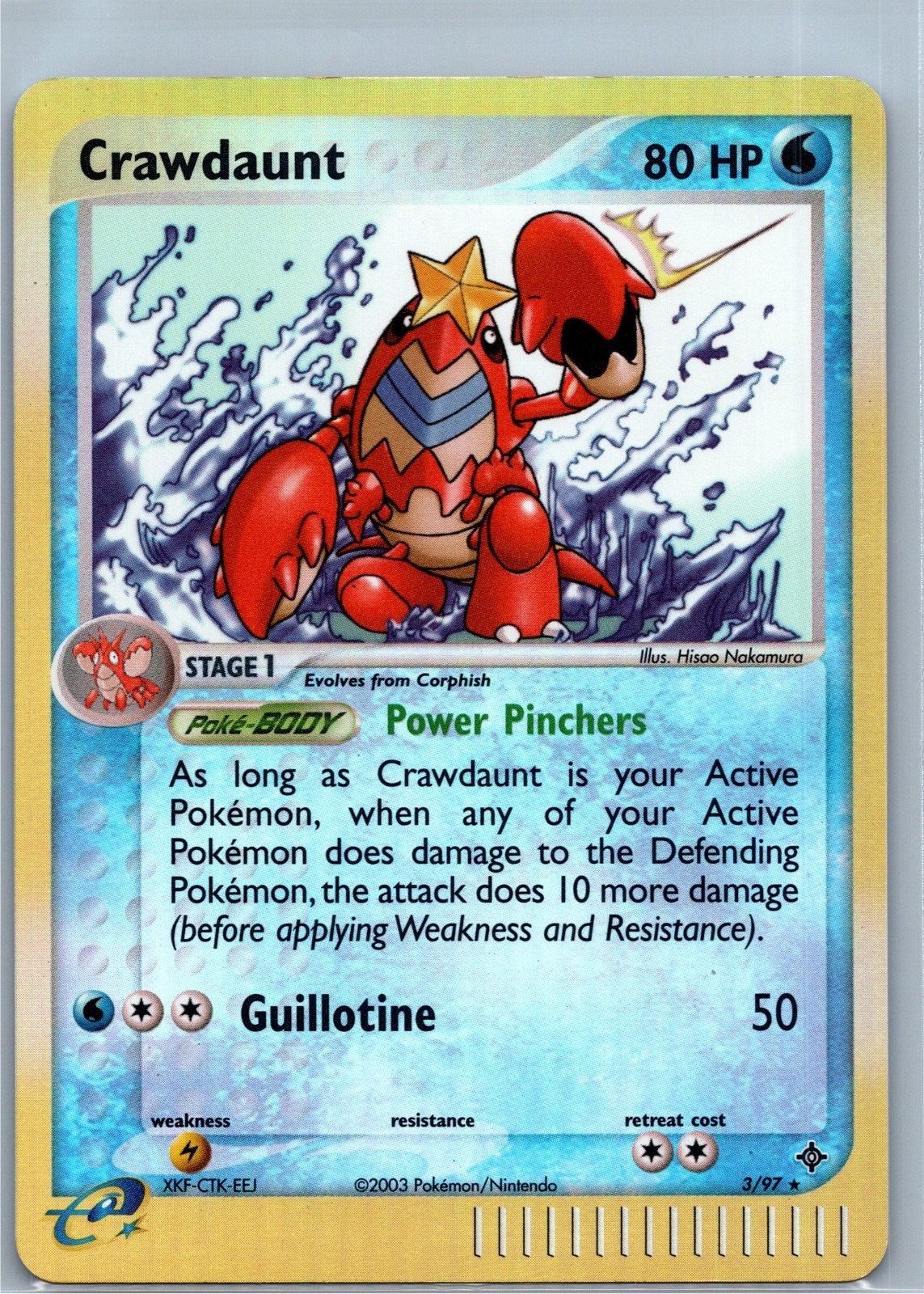 Crawdaunt 3/97 EX Dragon Reverse Holo Rare Pokemon Card