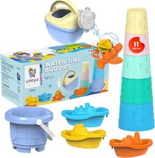 Toddler Water Play Set   11pcs Bath Toys with Watering Can, Boats  Cups