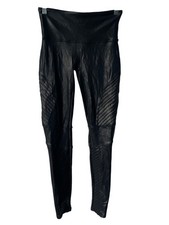 Spanx Moto Leggings Size Medium Pull On Faux Leather Hight Waisted Black Grunge