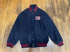 NFL New York Giants Jacket Size Large Blue Button Up 1990's
