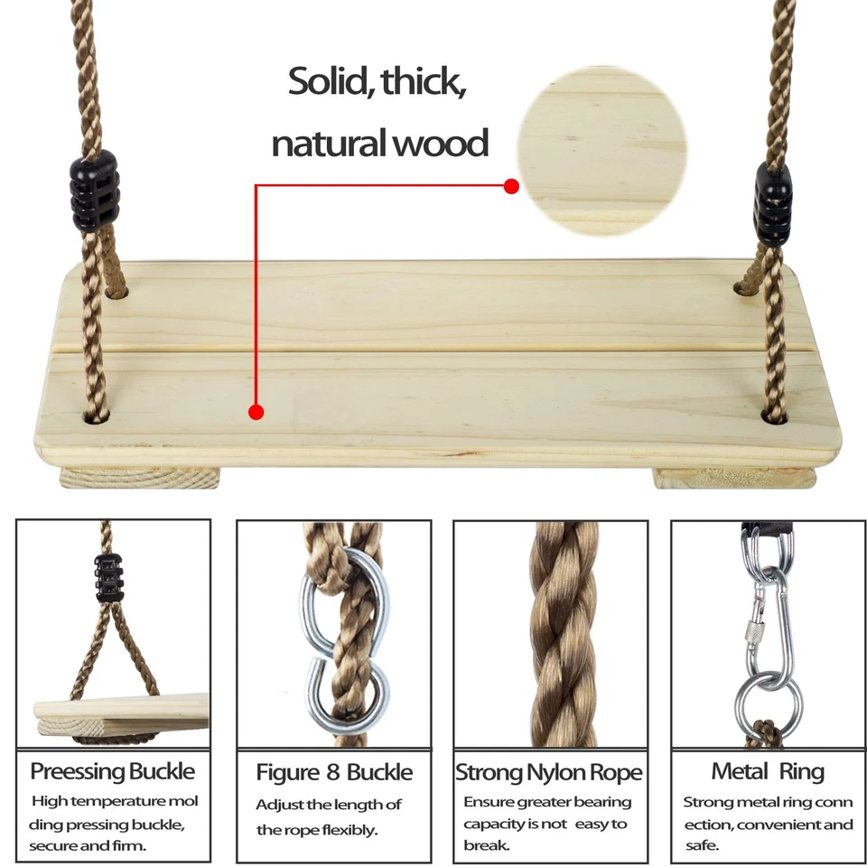 Asiento para niños | Columpio exterior altura ajustable 17,3 x 7,1 pulgadas Foto 3 de 4