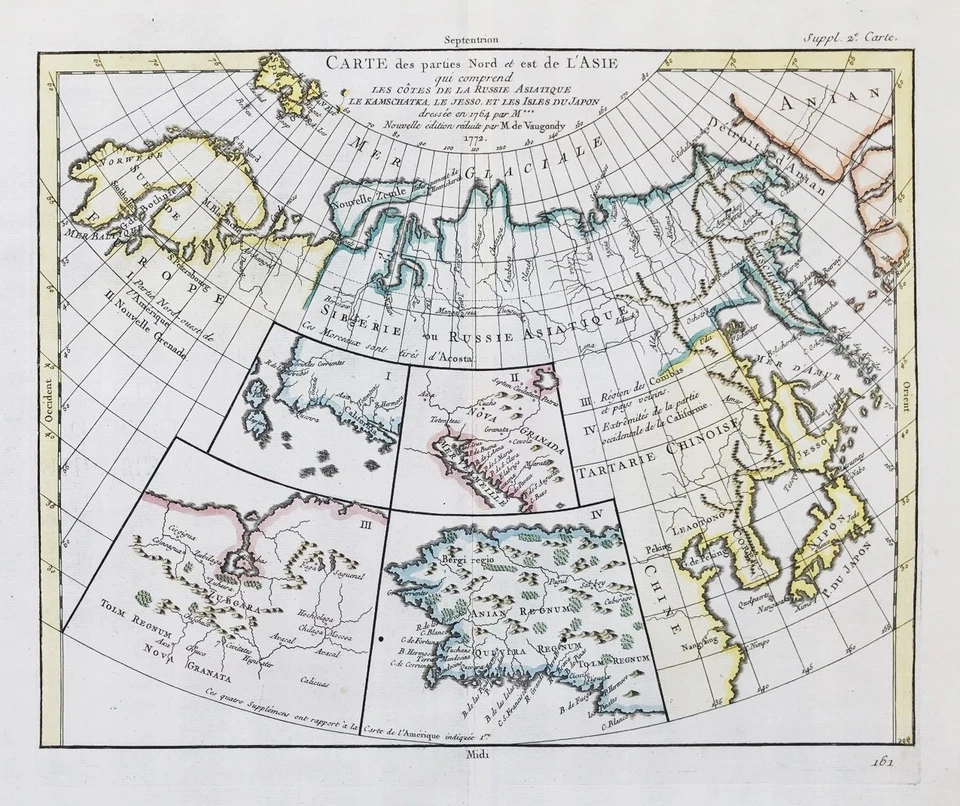 Russia Asia China Japan Korea Siberia Russland map Karte carte Vaugondy 1772 - Bild 1 von 1