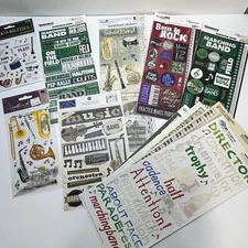 marching band theme scrapbook stickers lot musical instruments notes cardstock