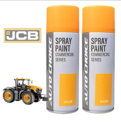AUTOCHOICE JCB YELLOW Gloss Tractor Spray Paint Aerosol Rattle Can JCB Yellow 400ml x2