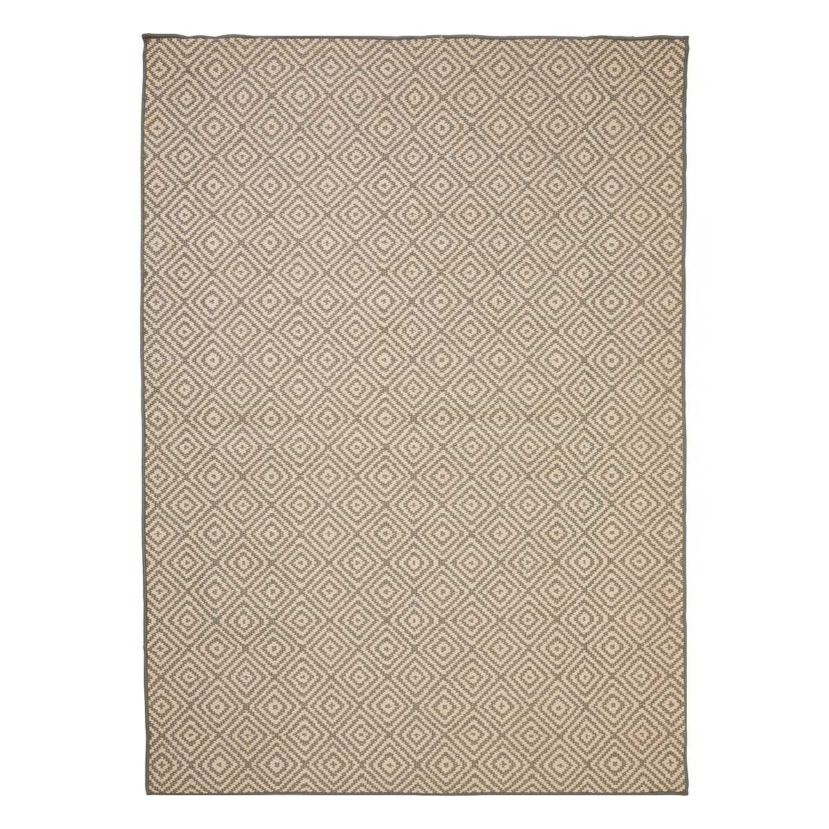 Tapis 150x200cm gris Ilanga en tissage plat haut de gamme intérieur extérieur