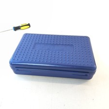 Vintage SpaceMaker Large School Pencil Case Dark Blue Storage Box 11"x7"x3"