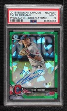 2018 Bowman Chrome HTA Green Atomic Refractor 4/99 Tyler Freeman PSA 9 Auto 8at