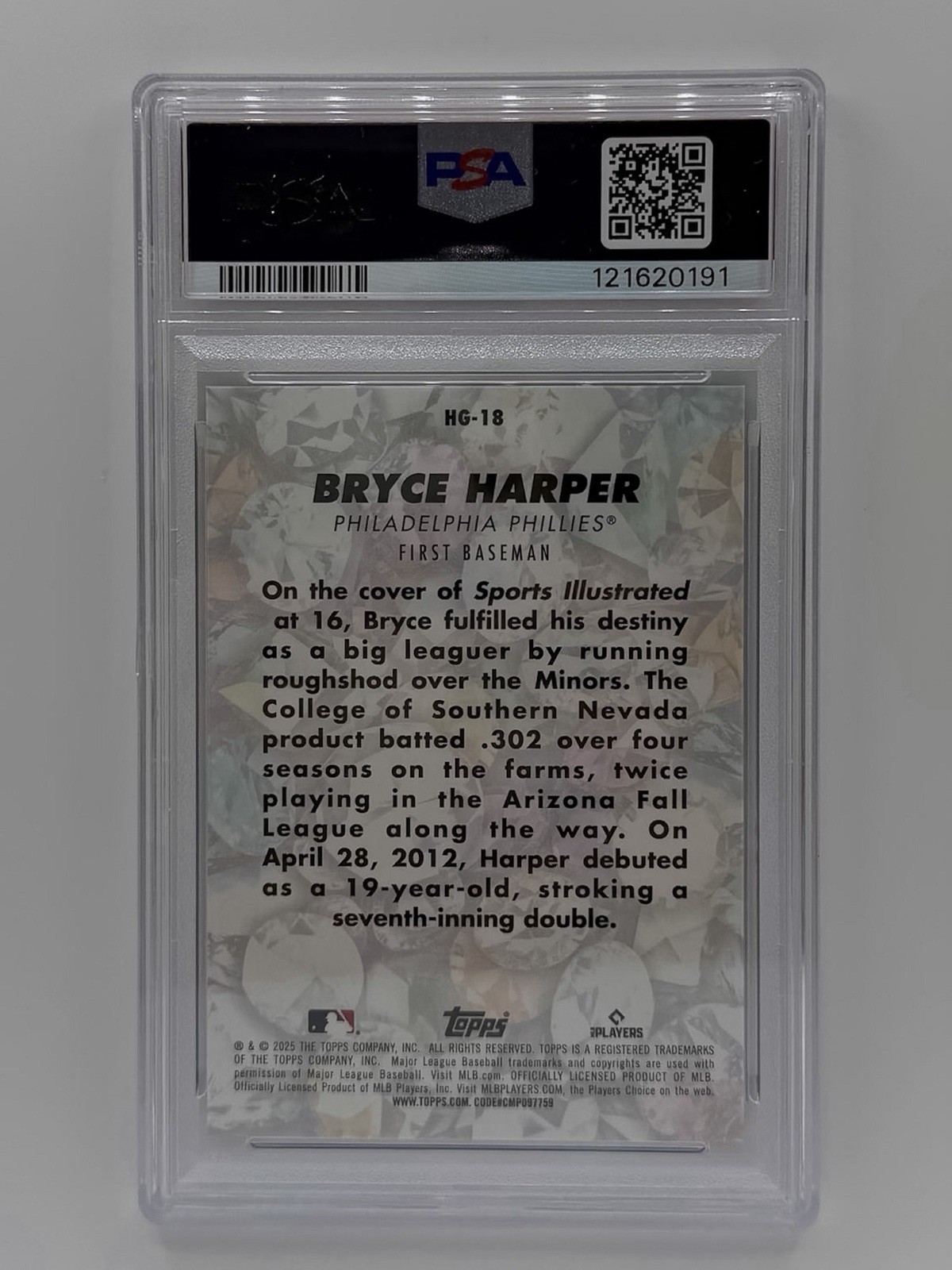 2025 Topps Chrome Hidden Gems Bryce Harper /5 PSA 10 view 2