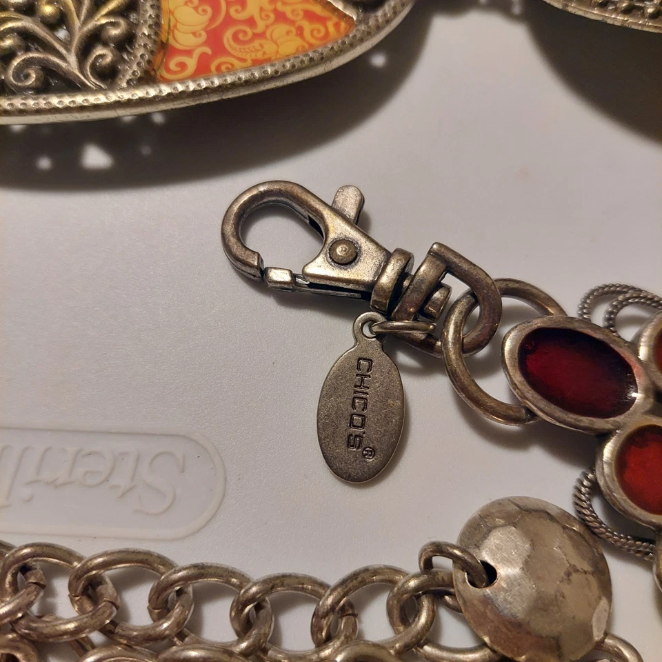 Cinturón de mujer Chico's esmalte metal otoño 28 a 36 cadera vintage Y2k medias relleno Foto 2 de 4