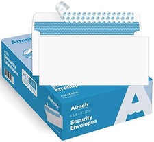 10 Security Self Seal Envelopes, Windowless, Premium Security Tint 500 White