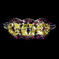 925 Sterling Silver Ring Marquise Yellow Sapphire Ceylon Ruby Gemstone Jewelry 7