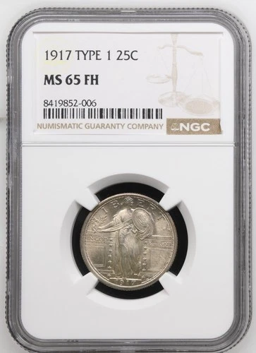 1917 Type 1 Standing Liberty Quarter NGC MS65 FH Full Head