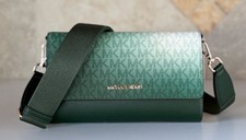 Michael Kors Jet Set Item Large Zip Around Wallet Crossbody Bag MK Ombre Green