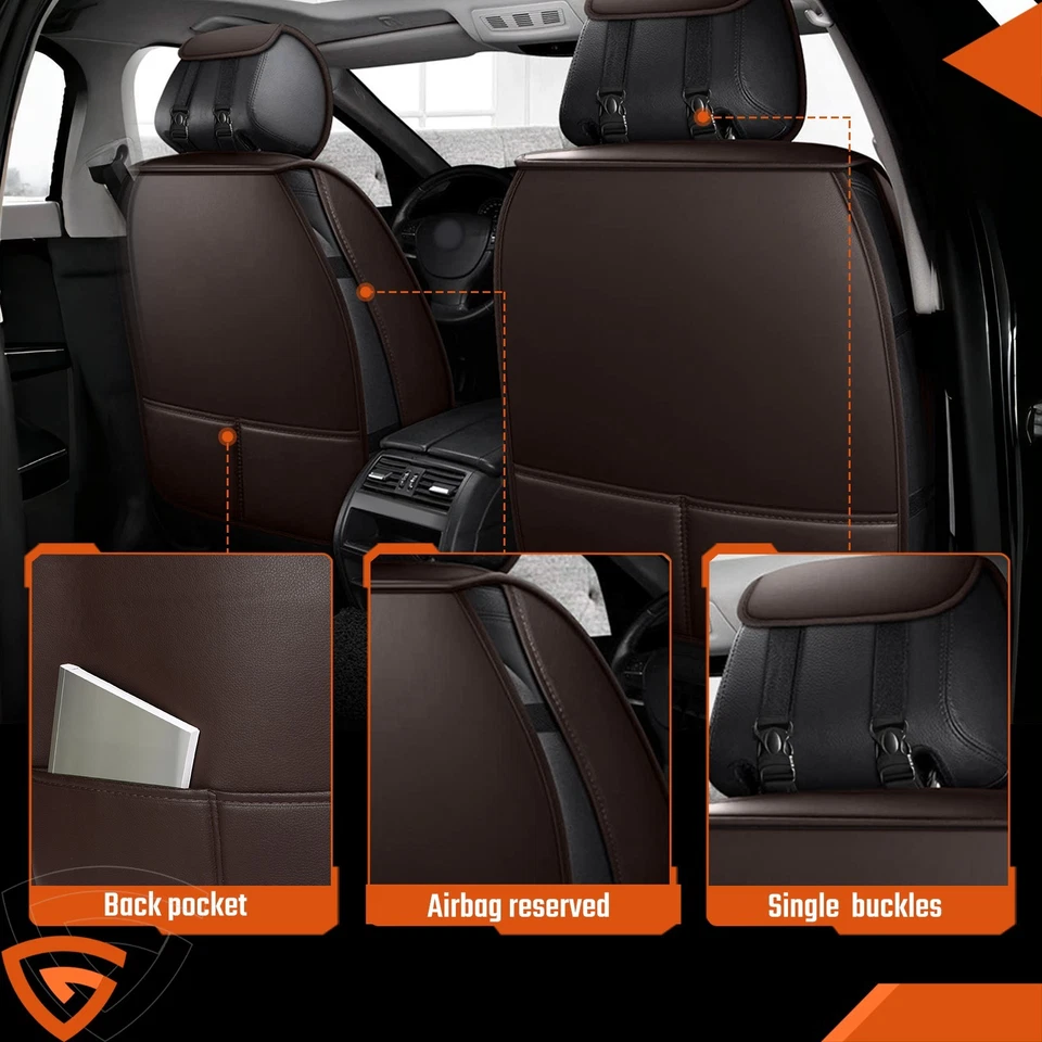 Conjunto completo de capa de assento de carro de couro 5 lugares almofada protetora traseira frontal para Toyota - Imagem 3 de 4