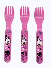 Lot of 3 Disney Minnie Mouse Pink Fork Kids ZAK Flatware