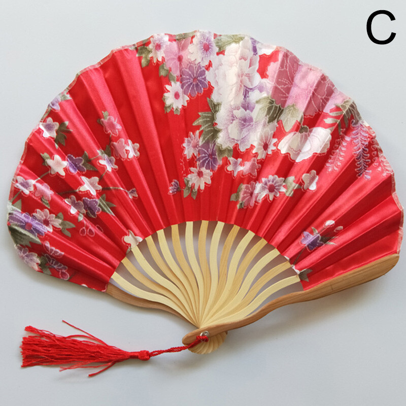 Folding Fan Silk Bamboo Hand Held Chinese Style Dance Fans Wedding Party Favors - Foto 10