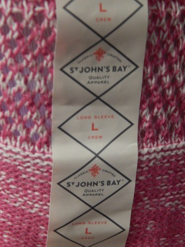 ST. JOHN’S BAY Long Sleeve Pointelle/ Marled Round Neck Sweater Pink/Ivory Large - Picture 3 of 4