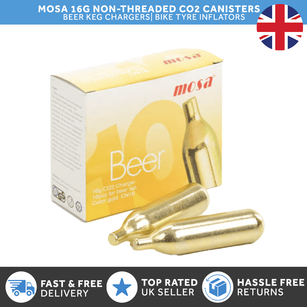 16g NonThreaded CO2 Gas Canisters MOSA Beer Keg Chargers, Bike Tyre