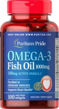 Puritan's Pride Omega-3 Fish Oil 1000mg 100 softgels 