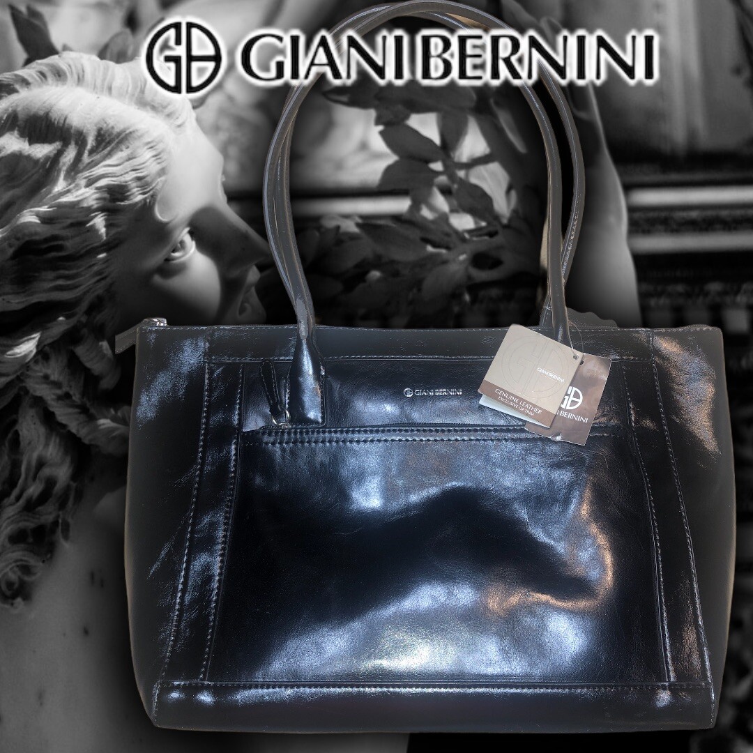 Giani Bernini Glazed  Bag Leather Black NWT Fits Tablet/eReader-image