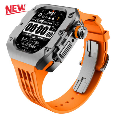 Premium Titanium Alloy Case Fluororubber Strap For Apple Watch Ultra49mm 44/45mm
