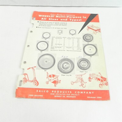 VINTAGE 1950S SALCO PRODUCTS PARTS AND ACCESSORIES CATALOG ADVERTISEMENT PAGE