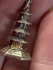 Antique/VINTAGE PAGODA SILVER CHARM FOR CHARM BRACELET