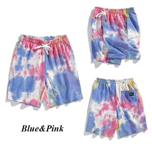 Men Tie Dye Shorts Casual Cotton Blend Loose Half Pants Streetwear Bottoms - Bild 8 von 29