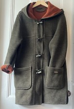 Giesswein Austria Jacket Size 38 S/m Wool Hooded Zip Olive Green Full Length