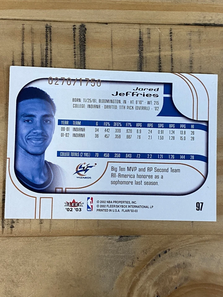 2002-03 Flair Basketball #97 Jared Jeffries RC /1750 - Image 2 of 2