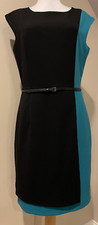 CALVIN KLEIN Womens Black & Green Career Dress - Sz 6