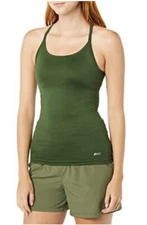 Amazon Essentials Women's Active Slim-Fit Racerback Tank Built-in Bra Dark Olive