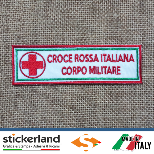 MAREL Patch Croce Rossa Italiana Corpo Militare CRI cm 12 x 3,5 Toppa Ricamo -1167