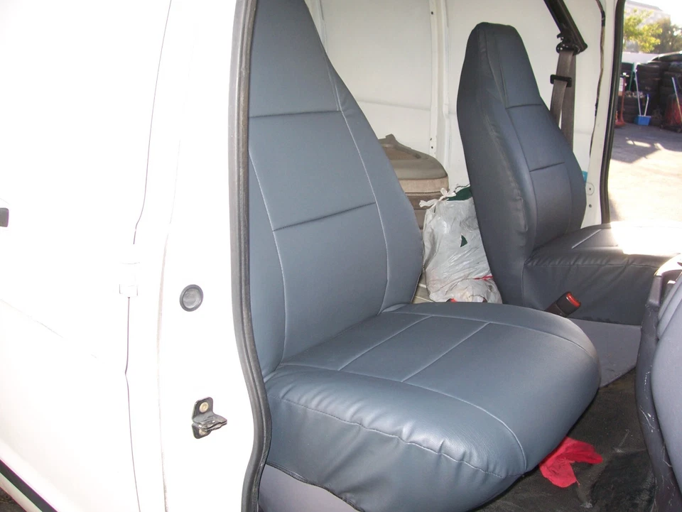 PARA CHEVY ASTRO VAN 2000-05 IGGEE S. CUERO A MEDIDA AJUSTE 2 FUNDAS DE ASIENTO DELANTERAS Foto 2 de 4