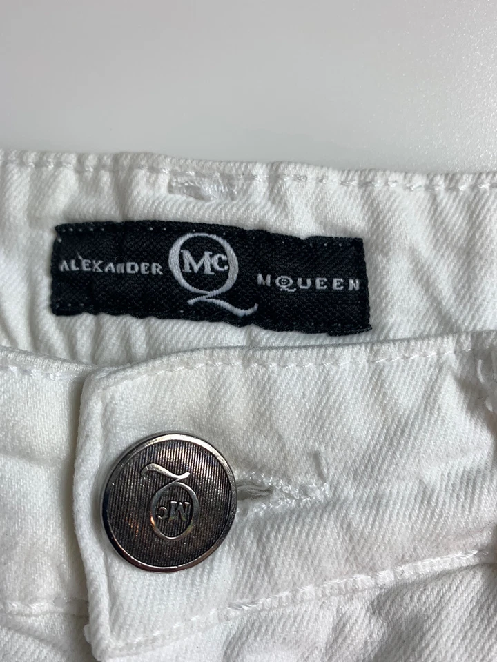Pantalones de mezclilla Alexander McQueen para mujer talla 32 blancos de pierna recta sin dobladillo -J-146 Foto 3 de 4