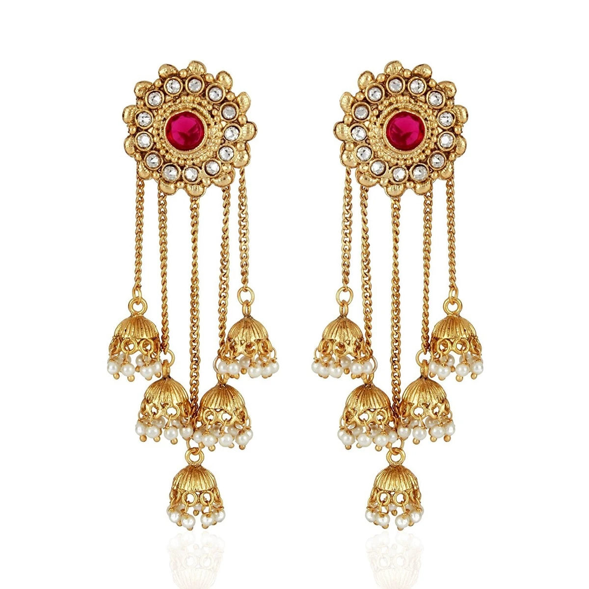 Gold Plated Stylish Pearl Jhumka Jhumki Traditional Earrings for