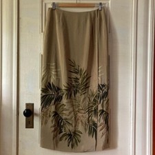 Josephine Chaus Vintage Silk Maxi Skirt Tropical Tan Size 10 NWT
