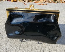 Vintage BIENEN-DAVIS Black Patent Leather Kisslock Small Clutch