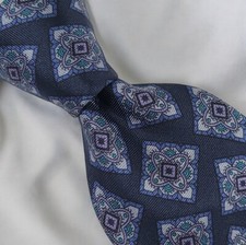 GEOFFREY BEENE Men's Tie, 100% ITALIAN Silk, Geometric Pattern Blue, MADE in USA