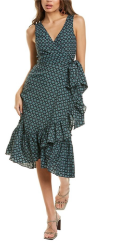 NEW Tory Burch Ruffled Wrap Midi Dress 