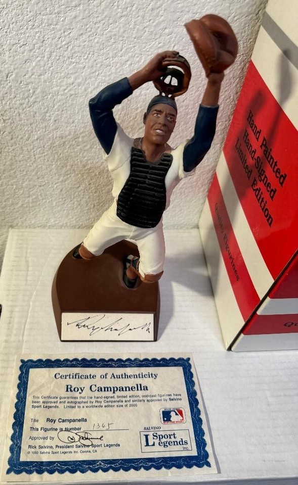 Roy Campanella SIGNED SALVINO BASEBALL STATUE *** ORIGINAL BOX