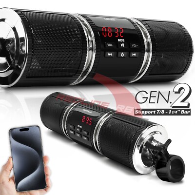 Motorcycle Stereo Speakers Audio System Bluetooth Amplifier Radio USB Waterproof