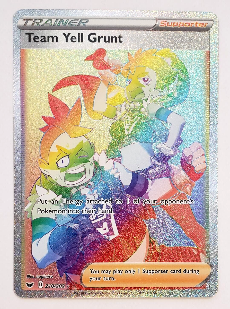 Team Yell Grunt #210/202 Sword & Shield Full Art Rainbow Rare Pokmon NM + Team Yell Grunt #210/202 Sword & Shield Full Art Rainbow Rare Pokmon NM +