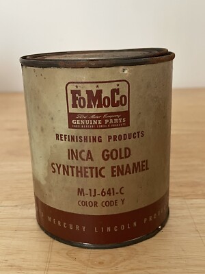 FoMoCo Ford Motor Company INCA GOLD 1 Qt. Metal Can W/ Paper Label, Full