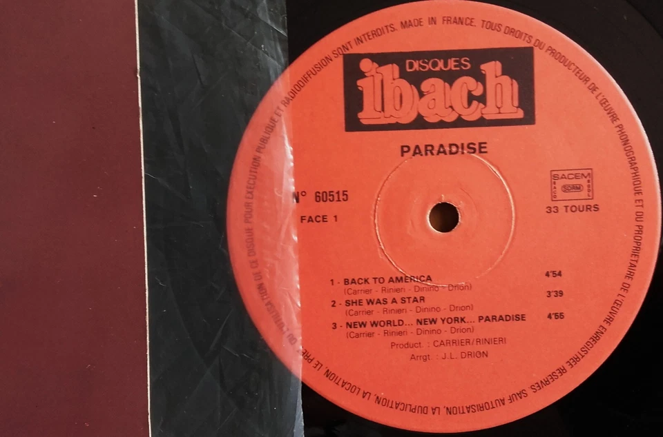 DISQUE VINYLE LP 33t 12" PARADISE « Back to America » DISCO FRANCE 1977 - Photo 2/3