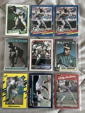 Topps Fleer Donruss MLB Baseball Card Lot (24) - Rickey Henderson, Athletics, Y…