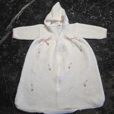 Vintage Baby Sleeper Knitted Floral One Piece 9 - 12 Months