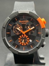 Vintage Swatch Swiss Chronograph Black & Orange Dial men's wrist watch