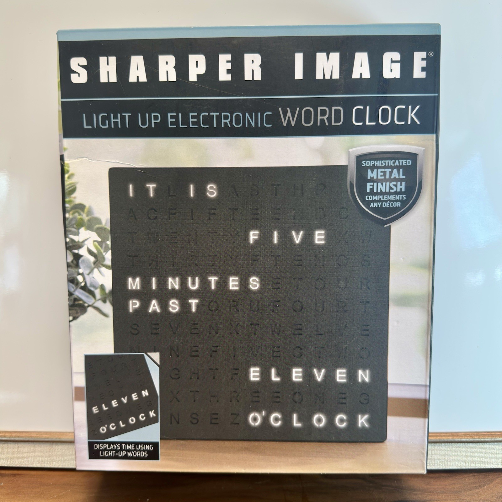 Sharper Light Up Electronic Plug in Word Clock, Black Finish with LED New photo